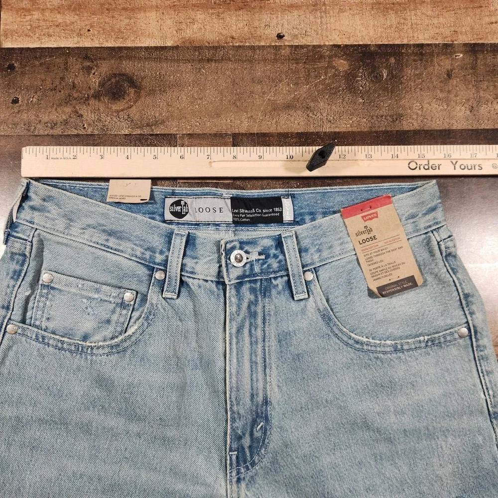 Levi's Silvertab Jeans Men 31x31 Light Blue Denim Baggy Loose Fit Distressed Rip